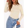 imagePRETTYGARDEN Bodysuits for Women 2026 Spring Long Sleeve Shirts Fitted Basic Ribbed Layering Tops Fall Fashion Winter ClothesBeige