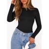 imagePRETTYGARDEN Bodysuits for Women 2026 Spring Long Sleeve Shirts Fitted Basic Ribbed Layering Tops Fall Fashion Winter ClothesBlack