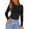 imagePRETTYGARDEN Bodysuits for Women 2026 Spring Long Sleeve Shirts Fitted Basic Ribbed Layering Tops Fall Fashion Winter ClothesBlack