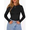 imagePRETTYGARDEN Bodysuits for Women 2026 Spring Long Sleeve Shirts Fitted Basic Ribbed Layering Tops Fall Fashion Winter ClothesBlack