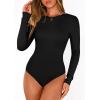 imagePRETTYGARDEN Bodysuits for Women 2026 Spring Long Sleeve Shirts Fitted Basic Ribbed Layering Tops Fall Fashion Winter ClothesBlack