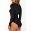 imagePRETTYGARDEN Bodysuits for Women 2026 Spring Long Sleeve Shirts Fitted Basic Ribbed Layering Tops Fall Fashion Winter ClothesBlack