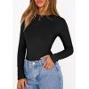 imagePRETTYGARDEN Bodysuits for Women 2026 Spring Long Sleeve Shirts Fitted Basic Ribbed Layering Tops Fall Fashion Winter ClothesBlack