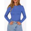imagePRETTYGARDEN Bodysuits for Women 2026 Spring Long Sleeve Shirts Fitted Basic Ribbed Layering Tops Fall Fashion Winter ClothesBlue