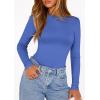 imagePRETTYGARDEN Bodysuits for Women 2026 Spring Long Sleeve Shirts Fitted Basic Ribbed Layering Tops Fall Fashion Winter ClothesBlue