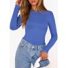 imagePRETTYGARDEN Bodysuits for Women 2026 Spring Long Sleeve Shirts Fitted Basic Ribbed Layering Tops Fall Fashion Winter ClothesBlue
