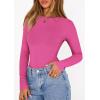 imagePRETTYGARDEN Bodysuits for Women 2026 Spring Long Sleeve Shirts Fitted Basic Ribbed Layering Tops Fall Fashion Winter ClothesBright Pink