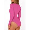 imagePRETTYGARDEN Bodysuits for Women 2026 Spring Long Sleeve Shirts Fitted Basic Ribbed Layering Tops Fall Fashion Winter ClothesBright Pink