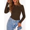 imagePRETTYGARDEN Bodysuits for Women 2026 Spring Long Sleeve Shirts Fitted Basic Ribbed Layering Tops Fall Fashion Winter ClothesBrown