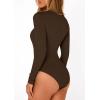 imagePRETTYGARDEN Bodysuits for Women 2026 Spring Long Sleeve Shirts Fitted Basic Ribbed Layering Tops Fall Fashion Winter ClothesBrown