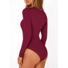 imagePRETTYGARDEN Bodysuits for Women 2026 Spring Long Sleeve Shirts Fitted Basic Ribbed Layering Tops Fall Fashion Winter ClothesBurgundy