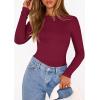 imagePRETTYGARDEN Bodysuits for Women 2026 Spring Long Sleeve Shirts Fitted Basic Ribbed Layering Tops Fall Fashion Winter ClothesBurgundy