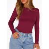 imagePRETTYGARDEN Bodysuits for Women 2026 Spring Long Sleeve Shirts Fitted Basic Ribbed Layering Tops Fall Fashion Winter ClothesBurgundy