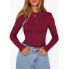 imagePRETTYGARDEN Bodysuits for Women 2026 Spring Long Sleeve Shirts Fitted Basic Ribbed Layering Tops Fall Fashion Winter ClothesBurgundy