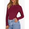 imagePRETTYGARDEN Bodysuits for Women 2026 Spring Long Sleeve Shirts Fitted Basic Ribbed Layering Tops Fall Fashion Winter ClothesBurgundy