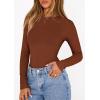 imagePRETTYGARDEN Bodysuits for Women 2026 Spring Long Sleeve Shirts Fitted Basic Ribbed Layering Tops Fall Fashion Winter ClothesCamel