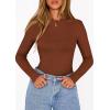 imagePRETTYGARDEN Bodysuits for Women 2026 Spring Long Sleeve Shirts Fitted Basic Ribbed Layering Tops Fall Fashion Winter ClothesCamel