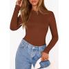 imagePRETTYGARDEN Bodysuits for Women 2026 Spring Long Sleeve Shirts Fitted Basic Ribbed Layering Tops Fall Fashion Winter ClothesCamel