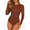 imagePRETTYGARDEN Bodysuits for Women 2026 Spring Long Sleeve Shirts Fitted Basic Ribbed Layering Tops Fall Fashion Winter ClothesCaramel