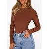 imagePRETTYGARDEN Bodysuits for Women 2026 Spring Long Sleeve Shirts Fitted Basic Ribbed Layering Tops Fall Fashion Winter ClothesCaramel