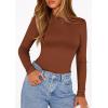 imagePRETTYGARDEN Bodysuits for Women 2026 Spring Long Sleeve Shirts Fitted Basic Ribbed Layering Tops Fall Fashion Winter ClothesCaramel