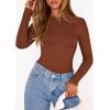 imagePRETTYGARDEN Bodysuits for Women 2026 Spring Long Sleeve Shirts Fitted Basic Ribbed Layering Tops Fall Fashion Winter ClothesCaramel