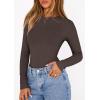 imagePRETTYGARDEN Bodysuits for Women 2026 Spring Long Sleeve Shirts Fitted Basic Ribbed Layering Tops Fall Fashion Winter ClothesDark Brown