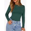 imagePRETTYGARDEN Bodysuits for Women 2026 Spring Long Sleeve Shirts Fitted Basic Ribbed Layering Tops Fall Fashion Winter ClothesDark Green