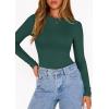 imagePRETTYGARDEN Bodysuits for Women 2026 Spring Long Sleeve Shirts Fitted Basic Ribbed Layering Tops Fall Fashion Winter ClothesDark Green