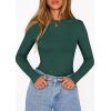 imagePRETTYGARDEN Bodysuits for Women 2026 Spring Long Sleeve Shirts Fitted Basic Ribbed Layering Tops Fall Fashion Winter ClothesDark Green