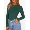 imagePRETTYGARDEN Bodysuits for Women 2026 Spring Long Sleeve Shirts Fitted Basic Ribbed Layering Tops Fall Fashion Winter ClothesDark Green