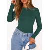 imagePRETTYGARDEN Bodysuits for Women 2026 Spring Long Sleeve Shirts Fitted Basic Ribbed Layering Tops Fall Fashion Winter ClothesDark Green