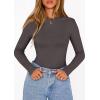 imagePRETTYGARDEN Bodysuits for Women 2026 Spring Long Sleeve Shirts Fitted Basic Ribbed Layering Tops Fall Fashion Winter ClothesDark Grey