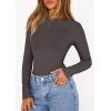imagePRETTYGARDEN Bodysuits for Women 2026 Spring Long Sleeve Shirts Fitted Basic Ribbed Layering Tops Fall Fashion Winter ClothesDark Grey