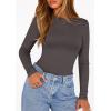 imagePRETTYGARDEN Bodysuits for Women 2026 Spring Long Sleeve Shirts Fitted Basic Ribbed Layering Tops Fall Fashion Winter ClothesDark Grey