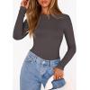 imagePRETTYGARDEN Bodysuits for Women 2026 Spring Long Sleeve Shirts Fitted Basic Ribbed Layering Tops Fall Fashion Winter ClothesDark Grey