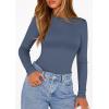 imagePRETTYGARDEN Bodysuits for Women 2026 Spring Long Sleeve Shirts Fitted Basic Ribbed Layering Tops Fall Fashion Winter ClothesDusty Blue