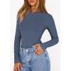 imagePRETTYGARDEN Bodysuits for Women 2026 Spring Long Sleeve Shirts Fitted Basic Ribbed Layering Tops Fall Fashion Winter ClothesDusty Blue