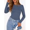 imagePRETTYGARDEN Bodysuits for Women 2026 Spring Long Sleeve Shirts Fitted Basic Ribbed Layering Tops Fall Fashion Winter ClothesDusty Blue