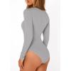 imagePRETTYGARDEN Bodysuits for Women 2026 Spring Long Sleeve Shirts Fitted Basic Ribbed Layering Tops Fall Fashion Winter ClothesGrey