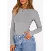 imagePRETTYGARDEN Bodysuits for Women 2026 Spring Long Sleeve Shirts Fitted Basic Ribbed Layering Tops Fall Fashion Winter ClothesGrey