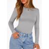 imagePRETTYGARDEN Bodysuits for Women 2026 Spring Long Sleeve Shirts Fitted Basic Ribbed Layering Tops Fall Fashion Winter ClothesGrey
