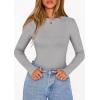 imagePRETTYGARDEN Bodysuits for Women 2026 Spring Long Sleeve Shirts Fitted Basic Ribbed Layering Tops Fall Fashion Winter ClothesGrey
