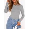 imagePRETTYGARDEN Bodysuits for Women 2026 Spring Long Sleeve Shirts Fitted Basic Ribbed Layering Tops Fall Fashion Winter ClothesGrey