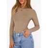 imagePRETTYGARDEN Bodysuits for Women 2026 Spring Long Sleeve Shirts Fitted Basic Ribbed Layering Tops Fall Fashion Winter ClothesKhaki