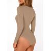 imagePRETTYGARDEN Bodysuits for Women 2026 Spring Long Sleeve Shirts Fitted Basic Ribbed Layering Tops Fall Fashion Winter ClothesKhaki