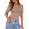 imagePRETTYGARDEN Bodysuits for Women 2026 Spring Long Sleeve Shirts Fitted Basic Ribbed Layering Tops Fall Fashion Winter ClothesKhaki