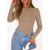 imagePRETTYGARDEN Bodysuits for Women 2026 Spring Long Sleeve Shirts Fitted Basic Ribbed Layering Tops Fall Fashion Winter ClothesKhaki