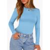 imagePRETTYGARDEN Bodysuits for Women 2026 Spring Long Sleeve Shirts Fitted Basic Ribbed Layering Tops Fall Fashion Winter ClothesLight Blue