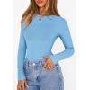 imagePRETTYGARDEN Bodysuits for Women 2026 Spring Long Sleeve Shirts Fitted Basic Ribbed Layering Tops Fall Fashion Winter ClothesLight Blue